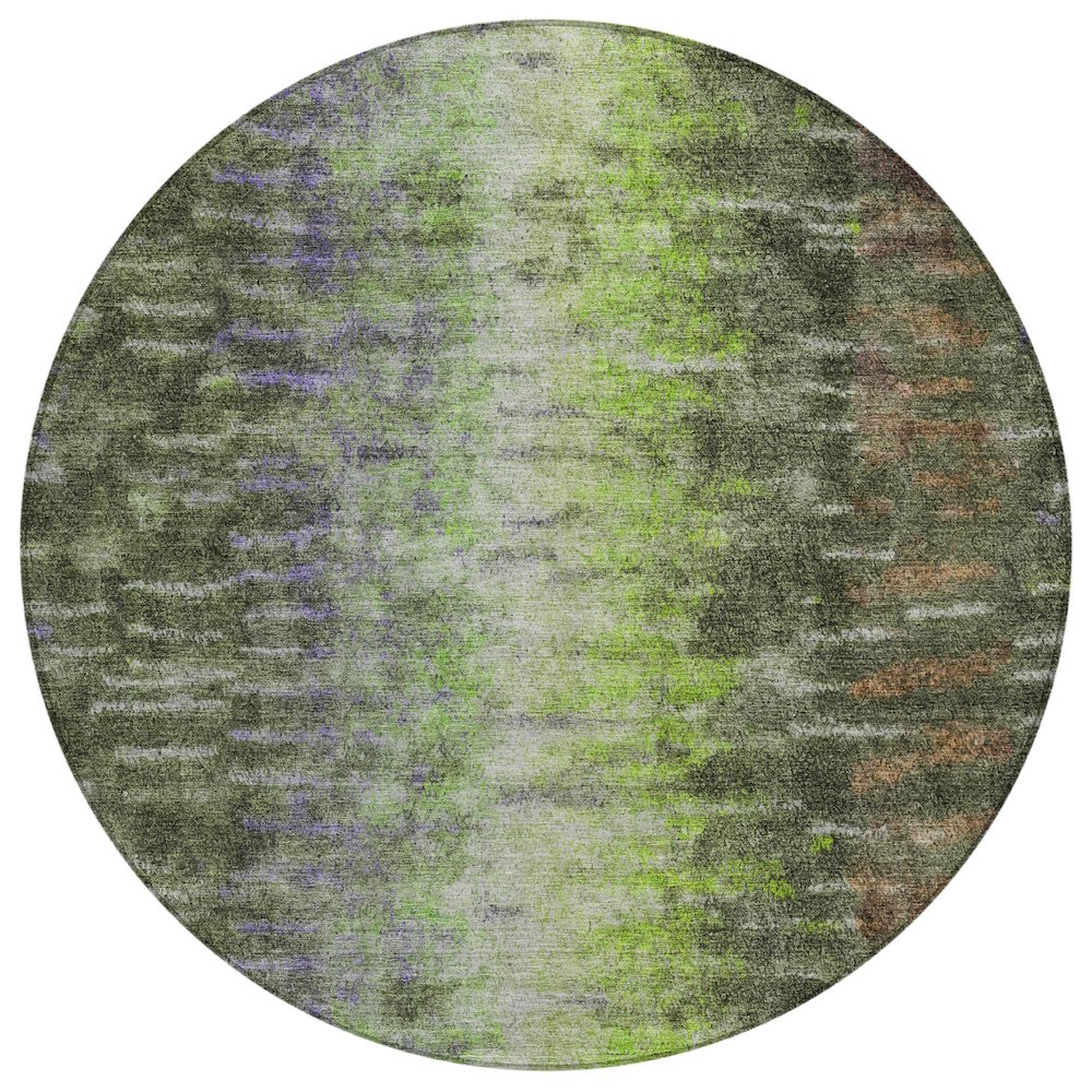 Machine Washable Indoor/Outdoor Chantille ACN2318 Green 8' x 8' Round Rug. Picture 1