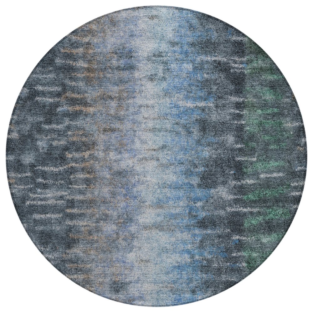 Machine Washable Indoor/Outdoor Chantille ACN2318 Teal 8' x 8' Round Rug. Picture 1