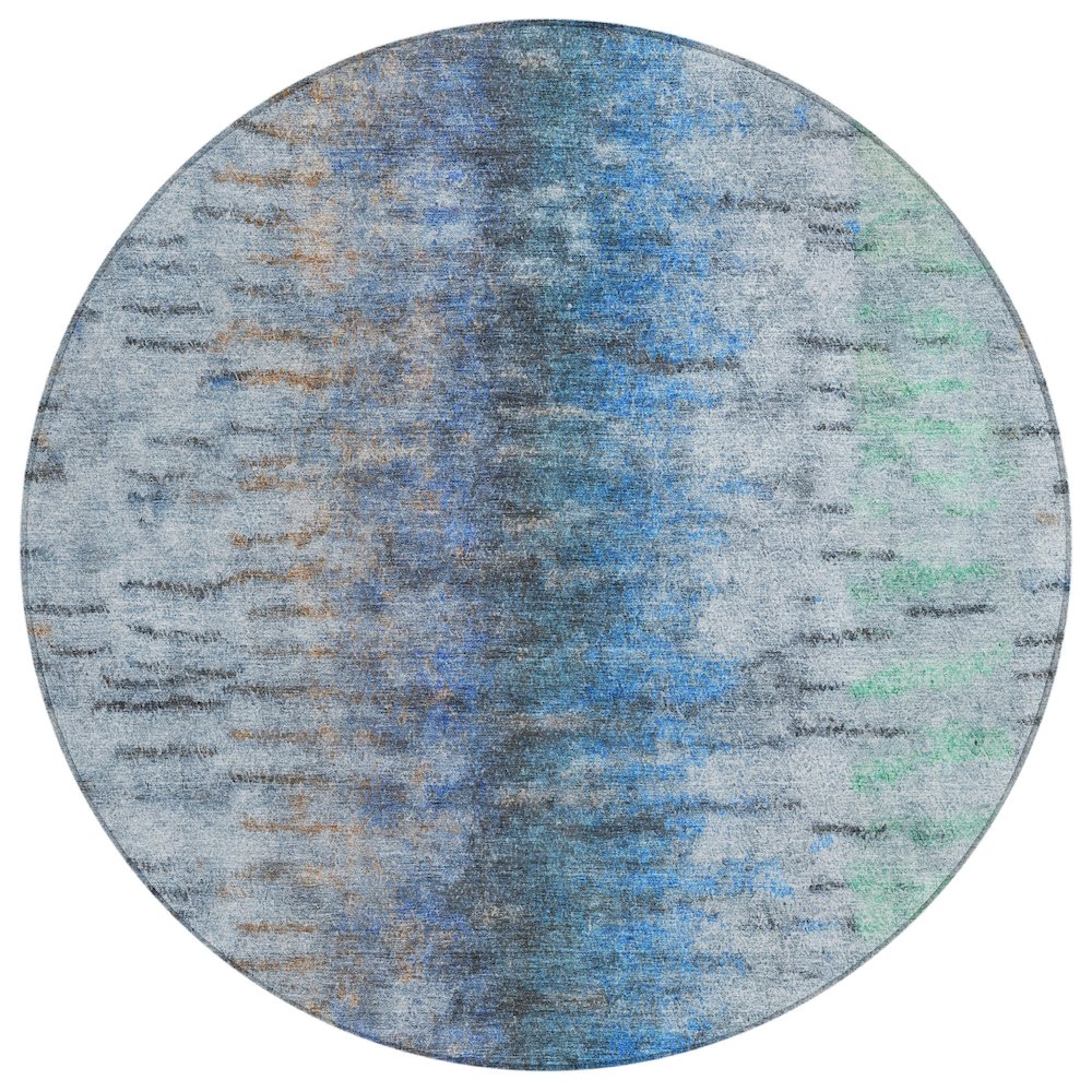 Machine Washable Indoor/Outdoor Chantille ACN2319 Blue 8' x 8' Round Rug. Picture 1