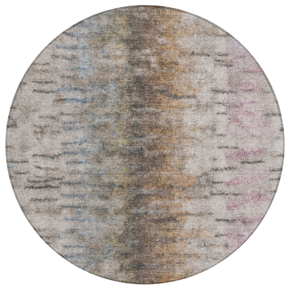 Machine Washable Indoor/Outdoor Chantille ACN2319 Brown 8' x 8' Round Rug. Picture 1