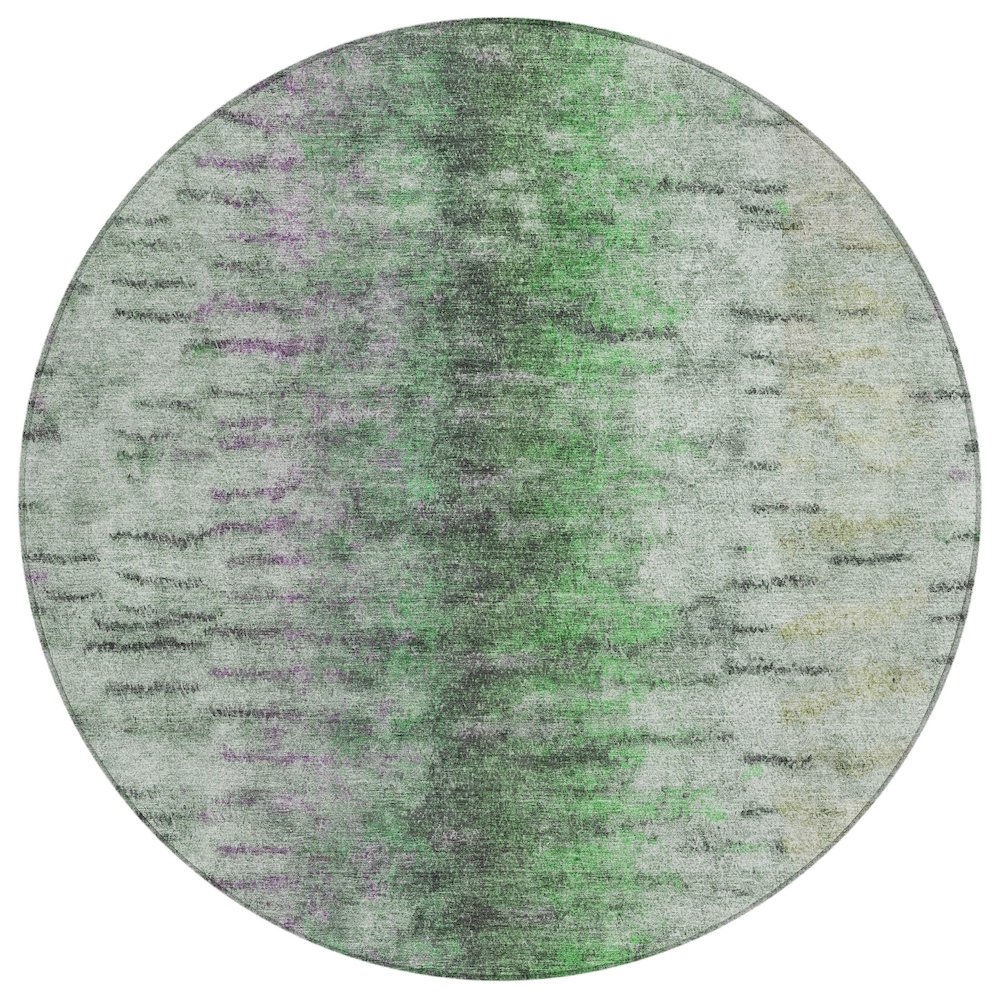 Machine Washable Indoor/Outdoor Chantille ACN2319 Green 8' x 8' Round Rug. Picture 1