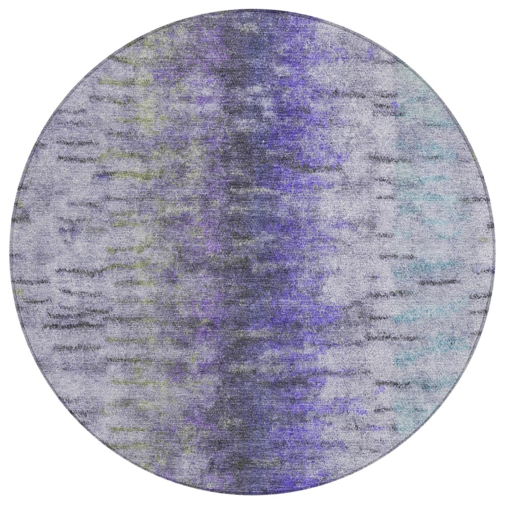 Machine Washable Indoor/Outdoor Chantille ACN2319 Purple 8' x 8' Round Rug. Picture 1