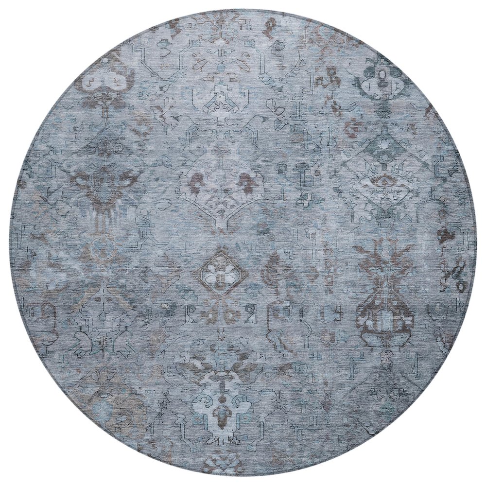 Machine Washable Indoor/Outdoor Chantille ACN2320 Blue 8' x 8' Round Rug. Picture 1