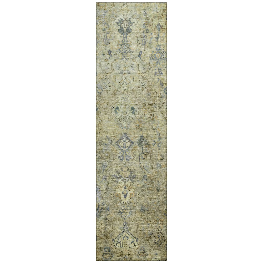 Machine Washable Indoor/Outdoor Chantille ACN2320 Green 2'3" x 7'6" Runner Rug. Picture 1
