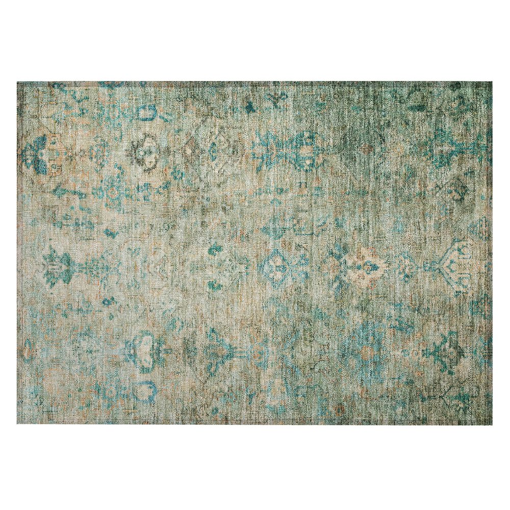 Machine Washable Indoor/Outdoor Chantille ACN2320 Teal 1'8" x 2'6" Rug. Picture 1