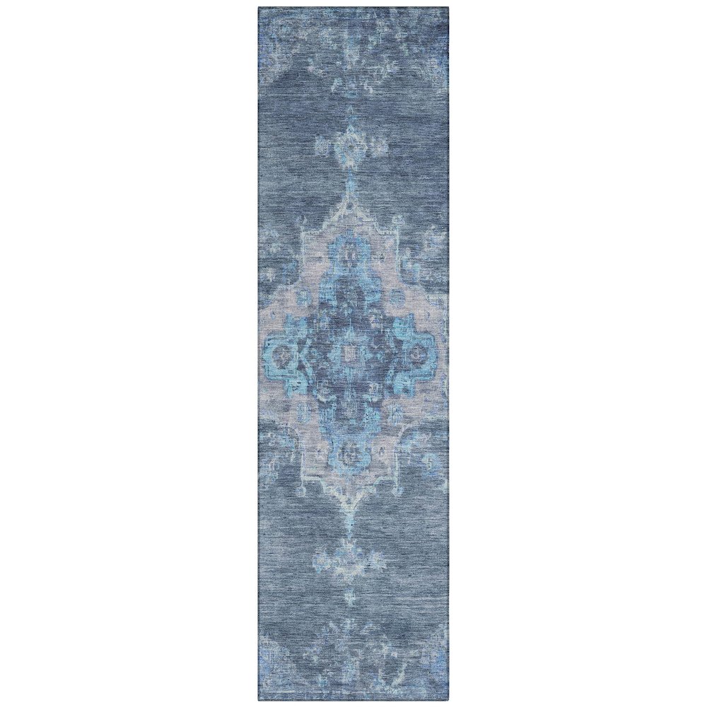 Machine Washable Indoor/Outdoor Chantille ACN2321 Blue 2'3" x 7'6" Runner Rug. Picture 1