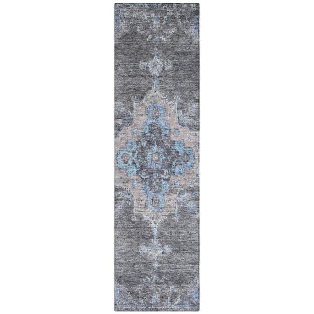 Machine Washable Indoor/Outdoor Chantille ACN2321 Gray 2'3" x 7'6" Runner Rug. Picture 1