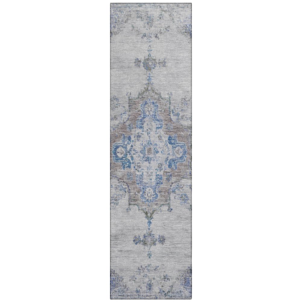 Machine Washable Indoor/Outdoor Chantille ACN2321 Gray 2'3" x 7'6" Runner Rug. Picture 1