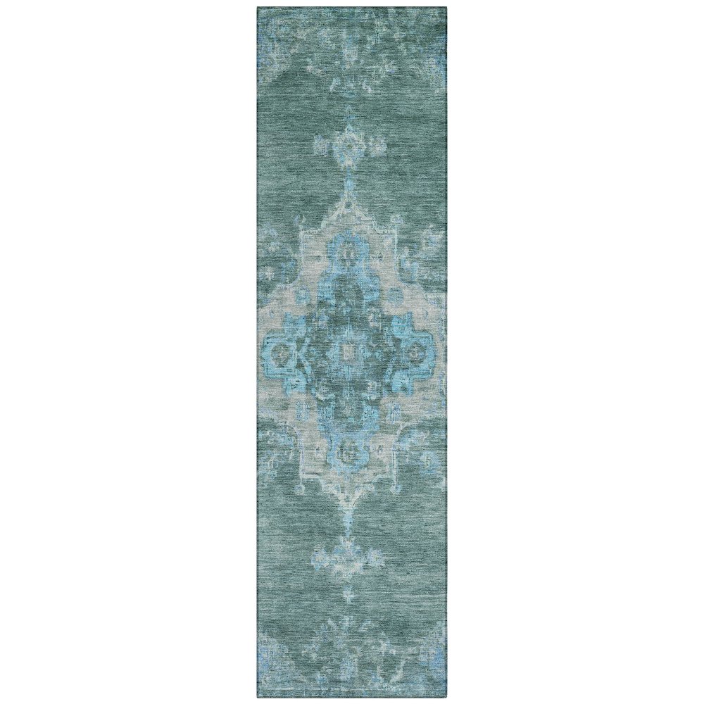 Machine Washable Indoor/Outdoor Chantille ACN2321 Teal 2'3" x 7'6" Runner Rug. Picture 1