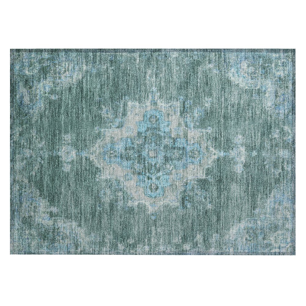 Machine Washable Indoor/Outdoor Chantille ACN2321 Teal 1'8" x 2'6" Rug. Picture 1