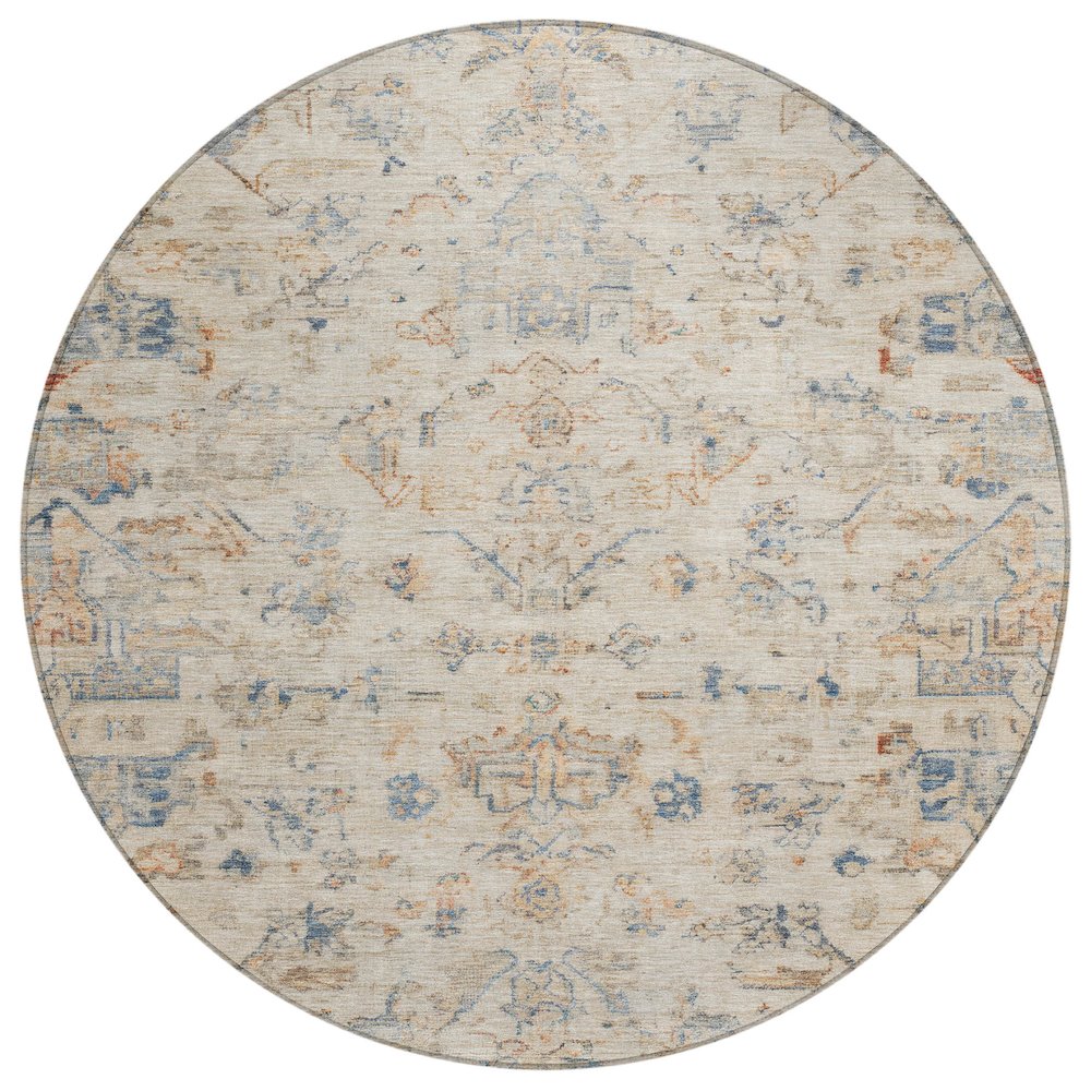 Machine Washable Indoor/Outdoor Chantille ACN2322 Brown 8' x 8' Round Rug. Picture 1