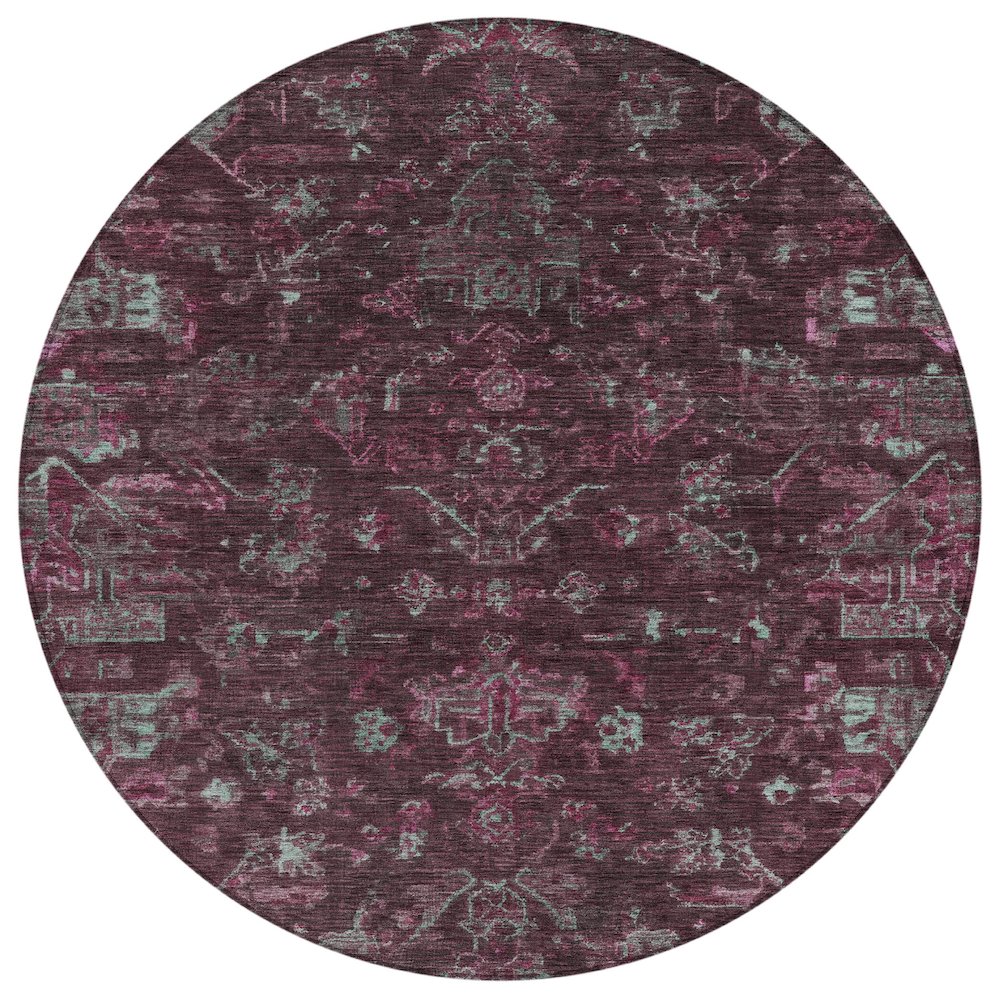 Machine Washable Indoor/Outdoor Chantille ACN2322 Red 8' x 8' Round Rug. Picture 1