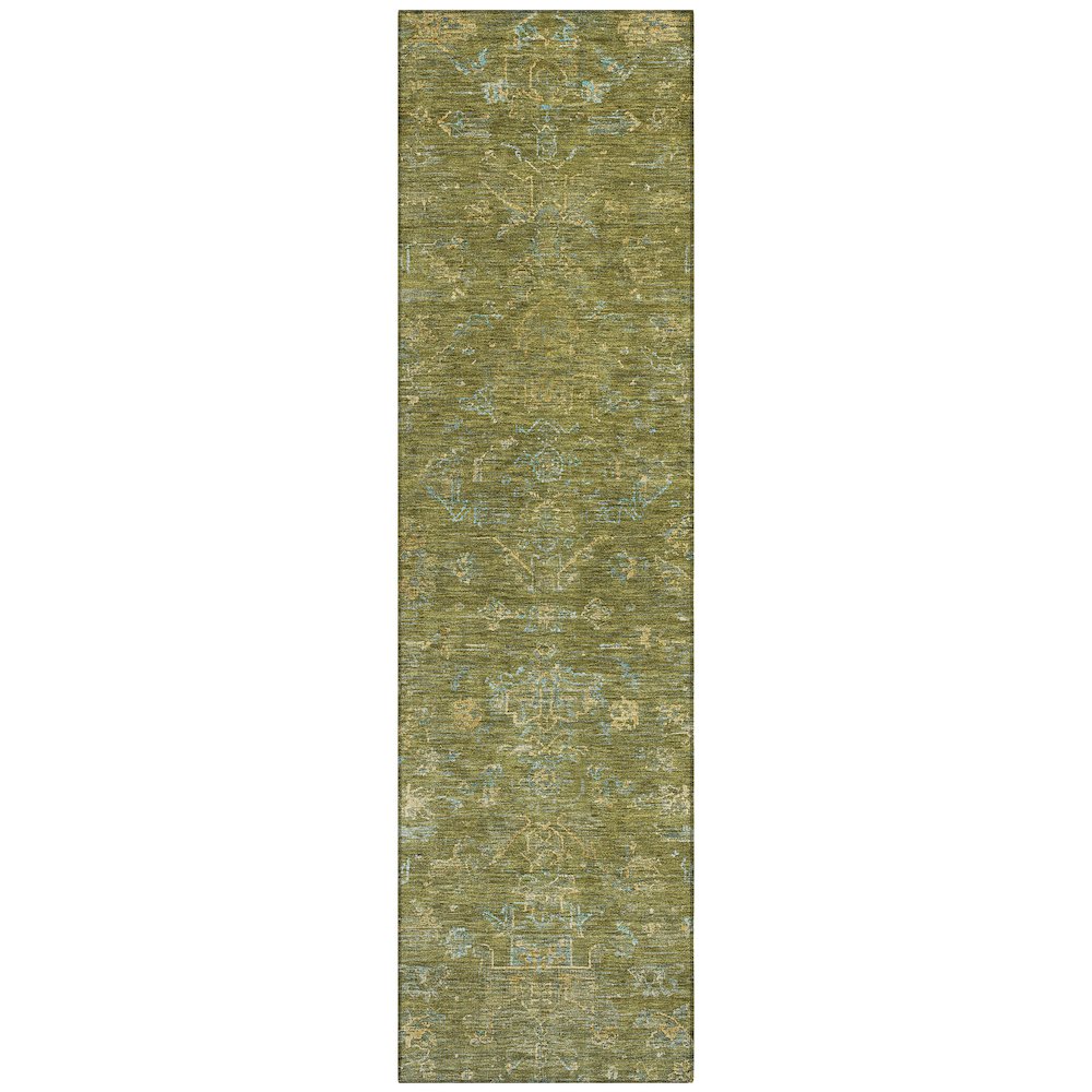 Machine Washable Indoor/Outdoor Chantille ACN2322 Green 2'3" x 7'6" Runner Rug. Picture 1