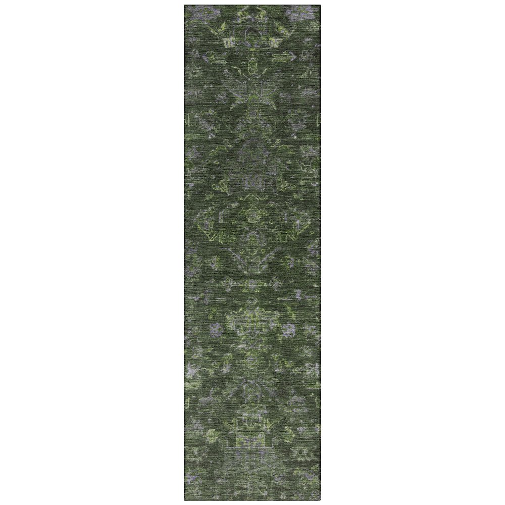 Machine Washable Indoor/Outdoor Chantille ACN2322 Green 2'3" x 7'6" Runner Rug. Picture 1