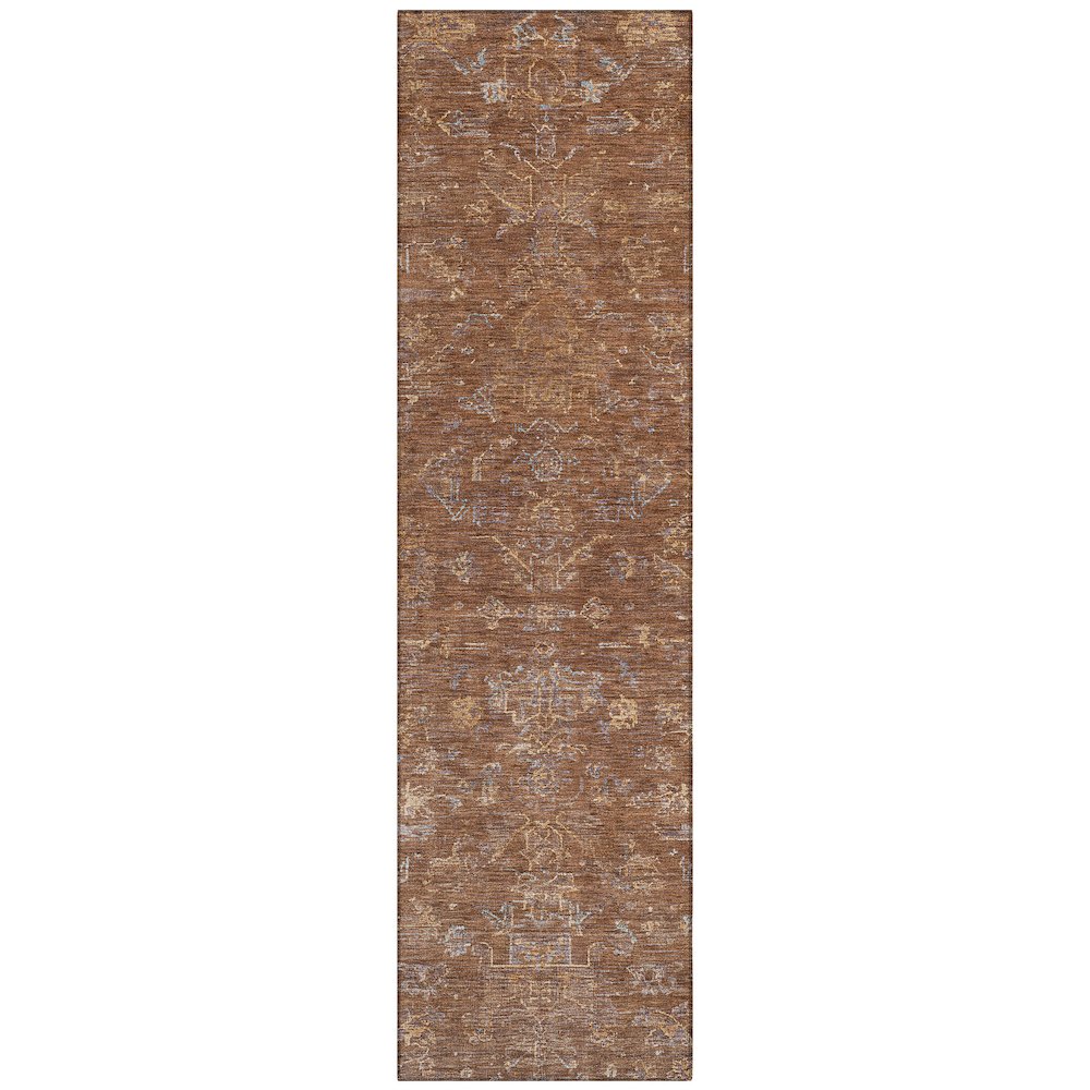 Machine Washable Indoor/Outdoor Chantille ACN2322 Orange 2'3" x 7'6" Runner Rug. Picture 1