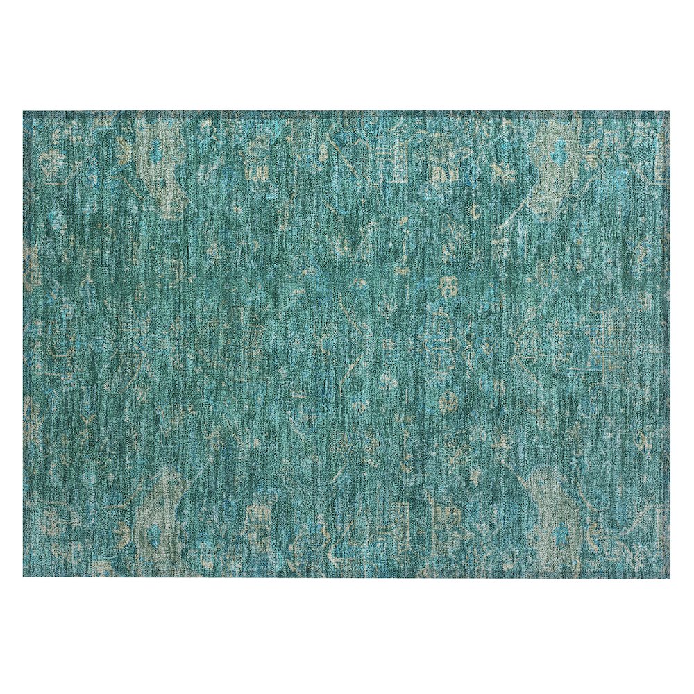 Machine Washable Indoor/Outdoor Chantille ACN2322 Teal 1'8" x 2'6" Rug. Picture 1
