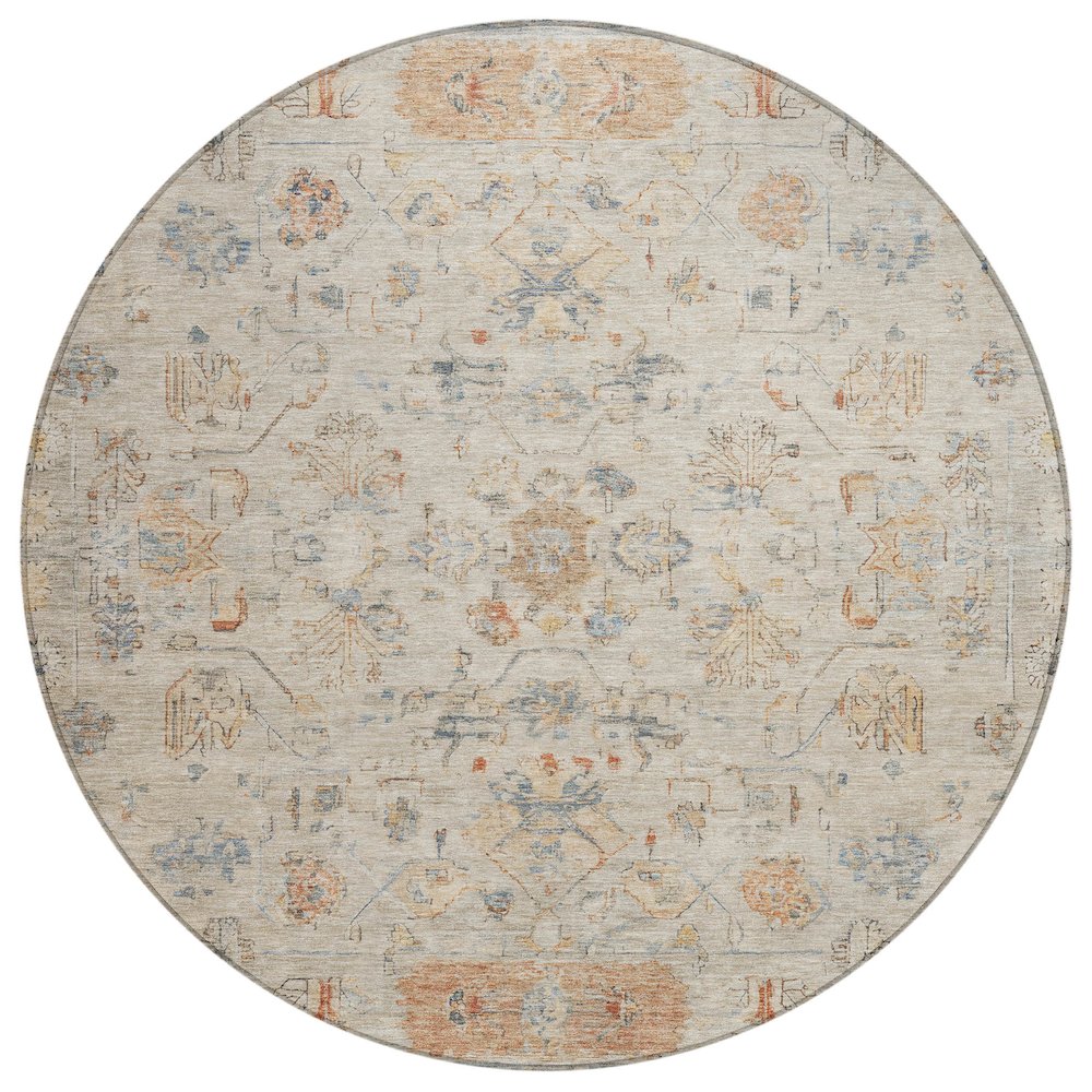 Machine Washable Indoor/Outdoor Chantille ACN2323 Brown 8' x 8' Round Rug. Picture 1