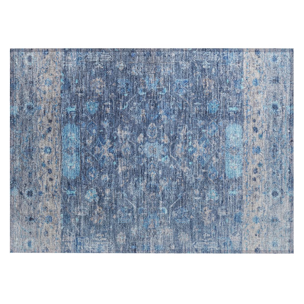Machine Washable Indoor/Outdoor Chantille ACN2323 Blue 1'8" x 2'6" Rug. Picture 1