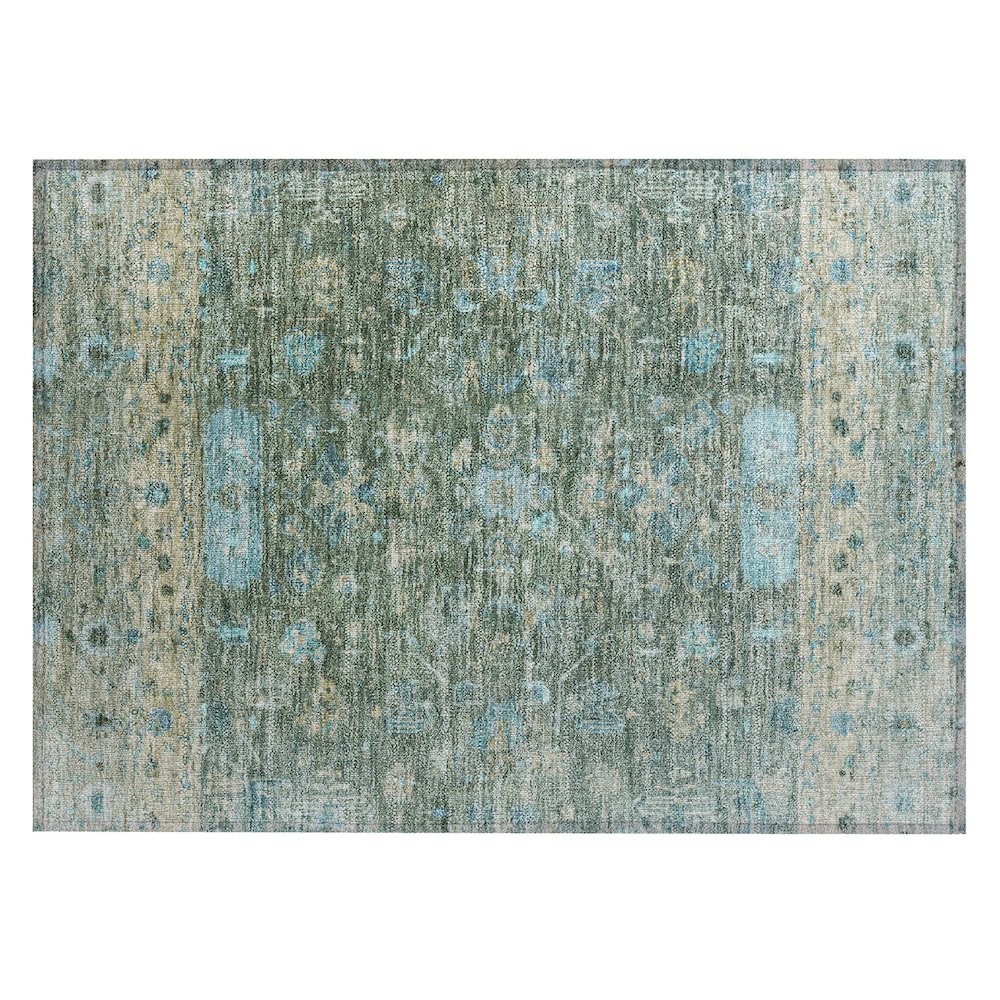 Machine Washable Indoor/Outdoor Chantille ACN2323 Green 1'8" x 2'6" Rug. Picture 1