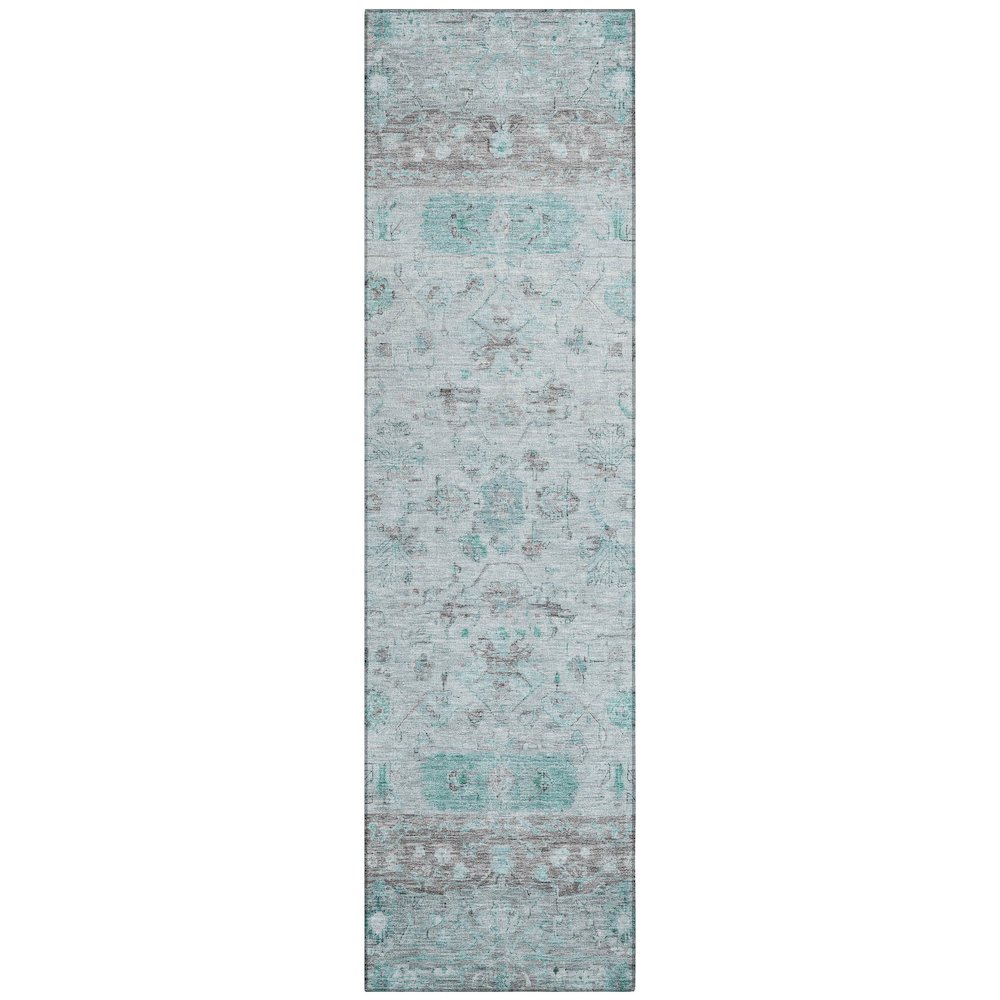 Machine Washable Indoor/Outdoor Chantille ACN2323 Teal 2'3" x 7'6" Runner Rug. Picture 1