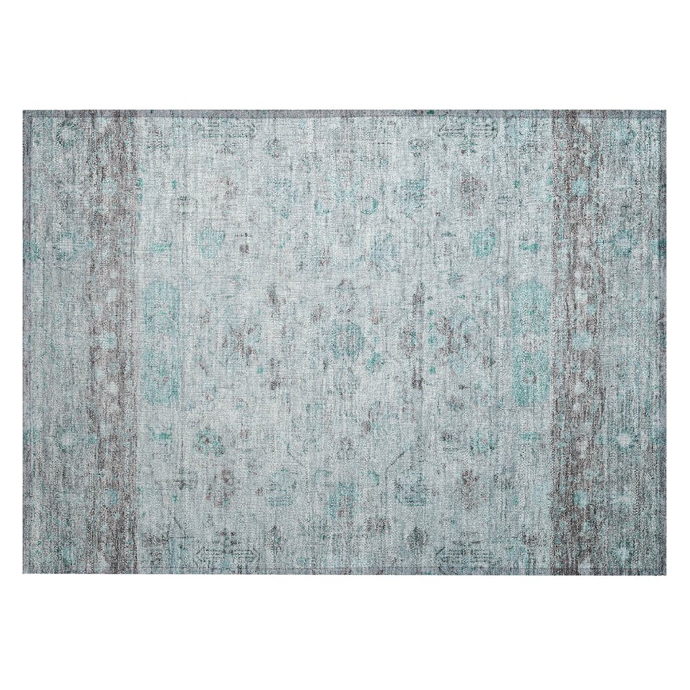 Machine Washable Indoor/Outdoor Chantille ACN2323 Teal 1'8" x 2'6" Rug. Picture 1