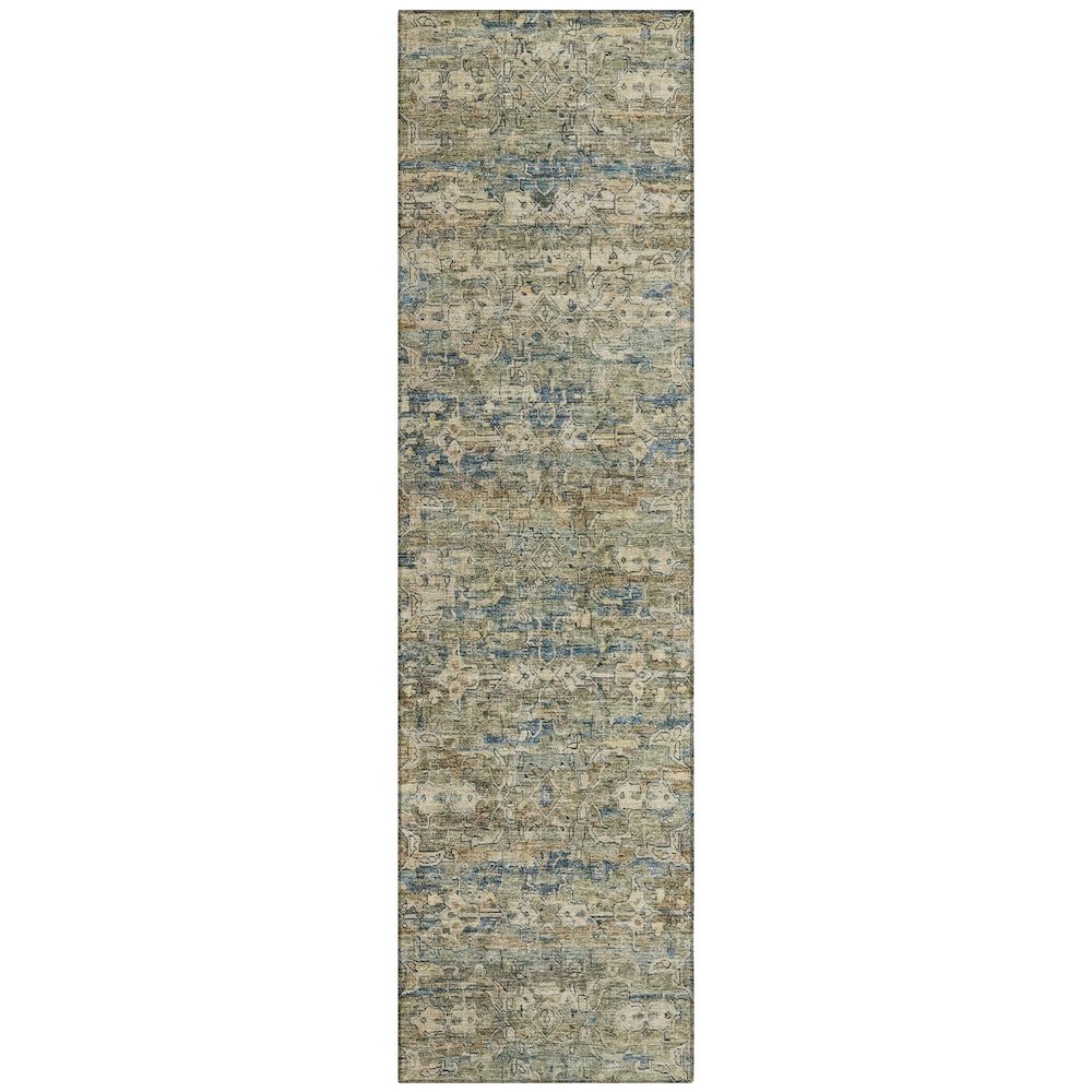 Machine Washable Indoor/Outdoor Chantille ACN2324 Green 2'3" x 7'6" Runner Rug. Picture 1