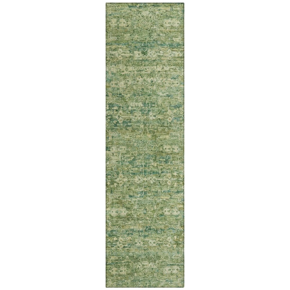 Machine Washable Indoor/Outdoor Chantille ACN2324 Green 2'3" x 7'6" Runner Rug. Picture 1