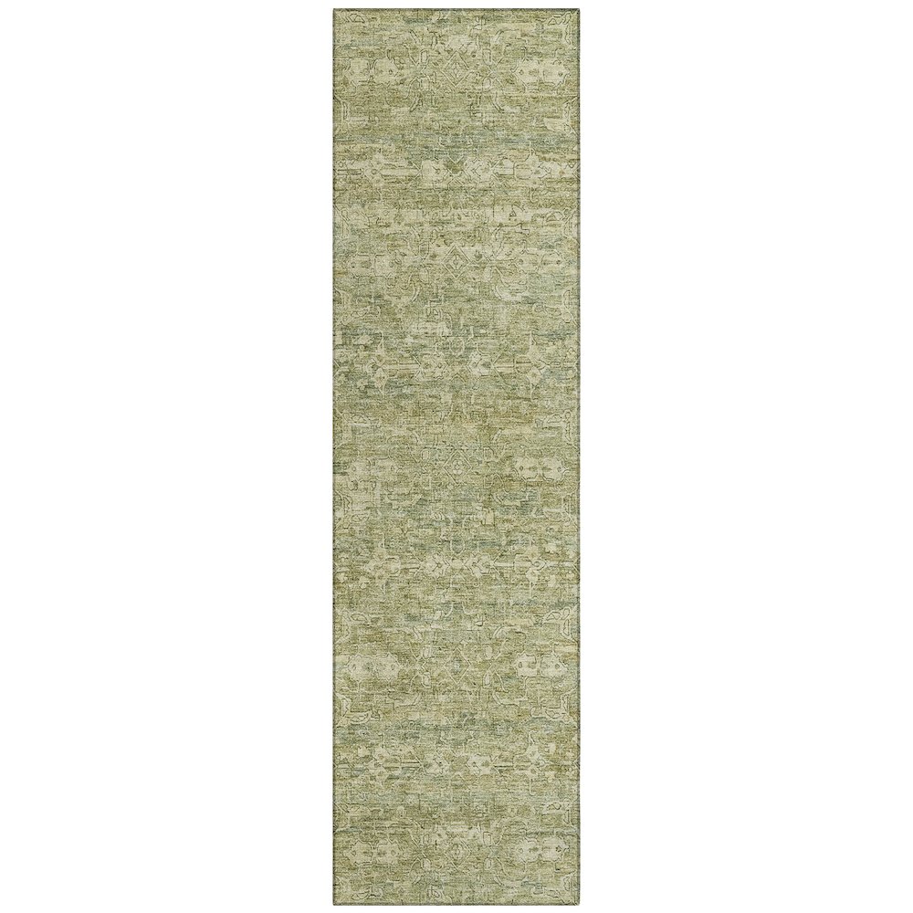 Machine Washable Indoor/Outdoor Chantille ACN2324 Green 2'3" x 7'6" Runner Rug. Picture 1