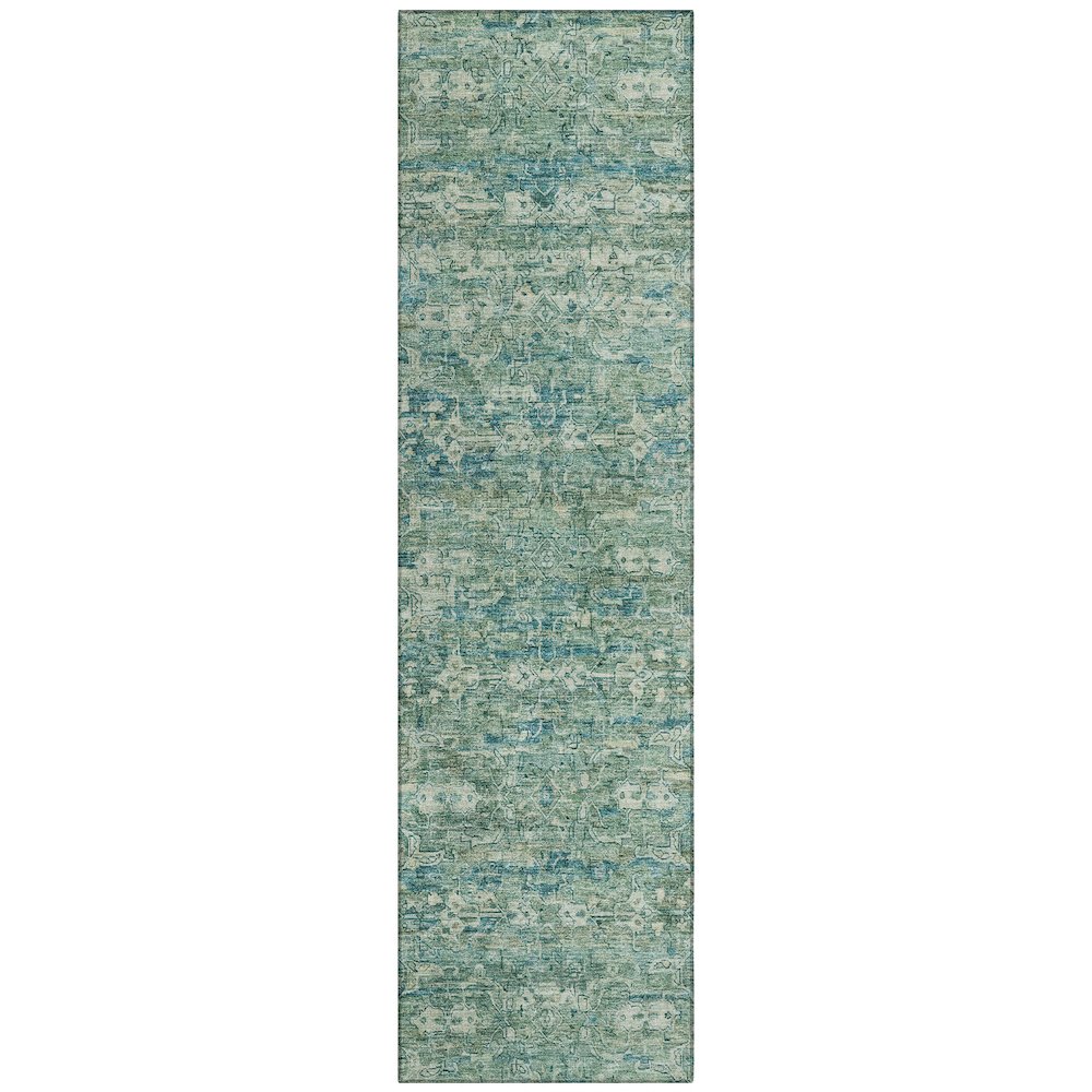 Machine Washable Indoor/Outdoor Chantille ACN2324 Teal 2'3" x 7'6" Runner Rug. Picture 1