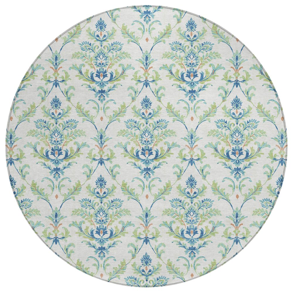 Machine Washable Indoor/Outdoor Chantille ACN2325 Green 8' x 8' Round Rug. Picture 1