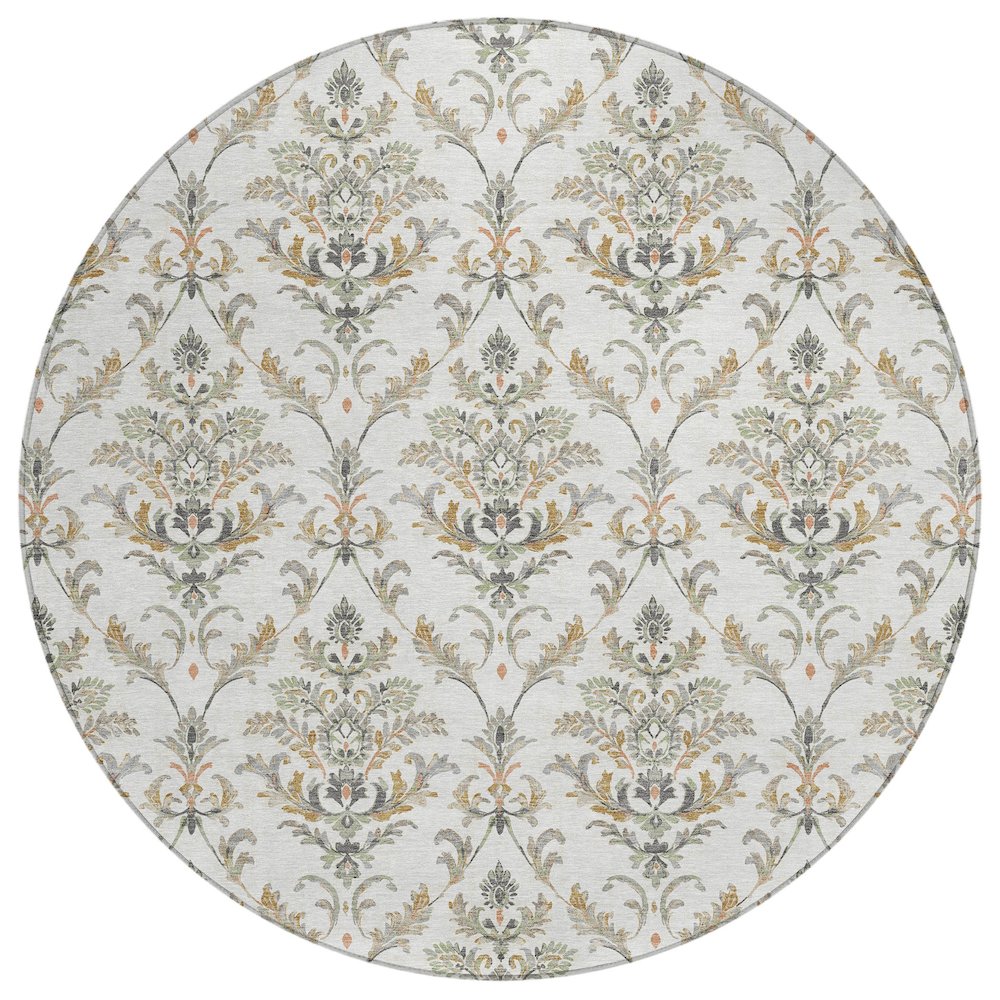 Machine Washable Indoor/Outdoor Chantille ACN2325 Ivory 8' x 8' Round Rug. Picture 1