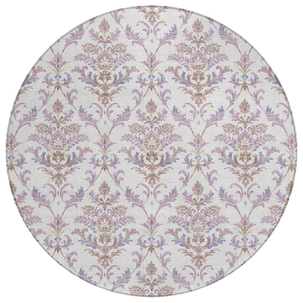 Machine Washable Indoor/Outdoor Chantille ACN2325 Purple 8' x 8' Round Rug. Picture 1