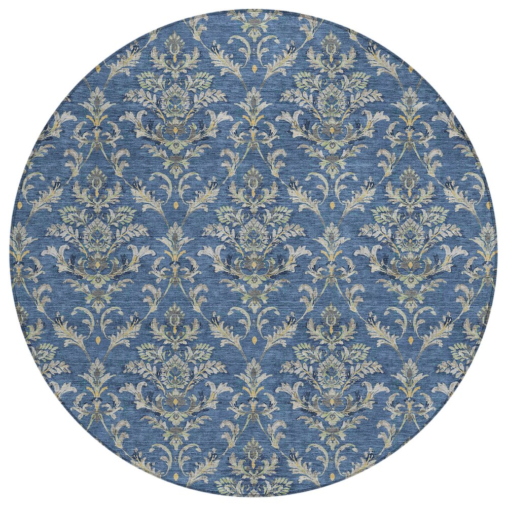 Machine Washable Indoor/Outdoor Chantille ACN2325 Blue 8' x 8' Round Rug. Picture 1
