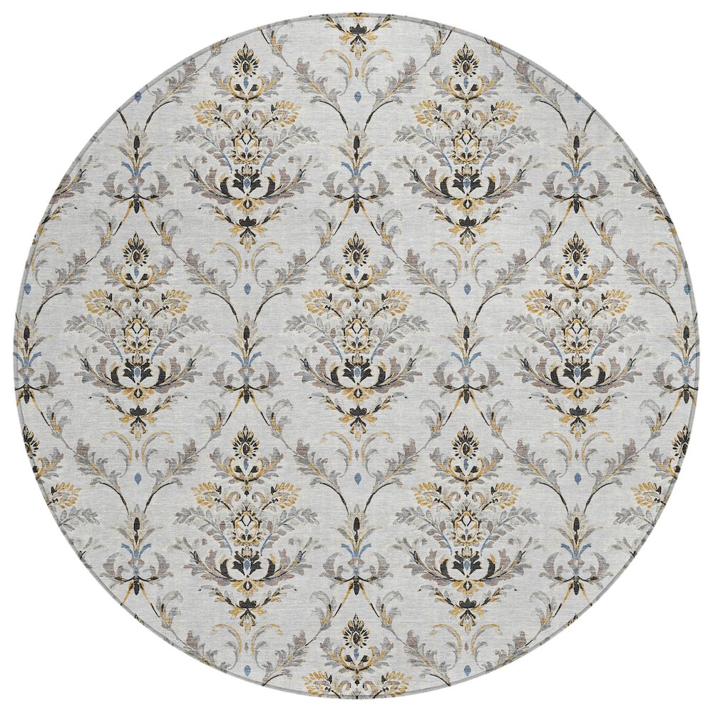 Machine Washable Indoor/Outdoor Chantille ACN2325 Gray 8' x 8' Round Rug. Picture 1
