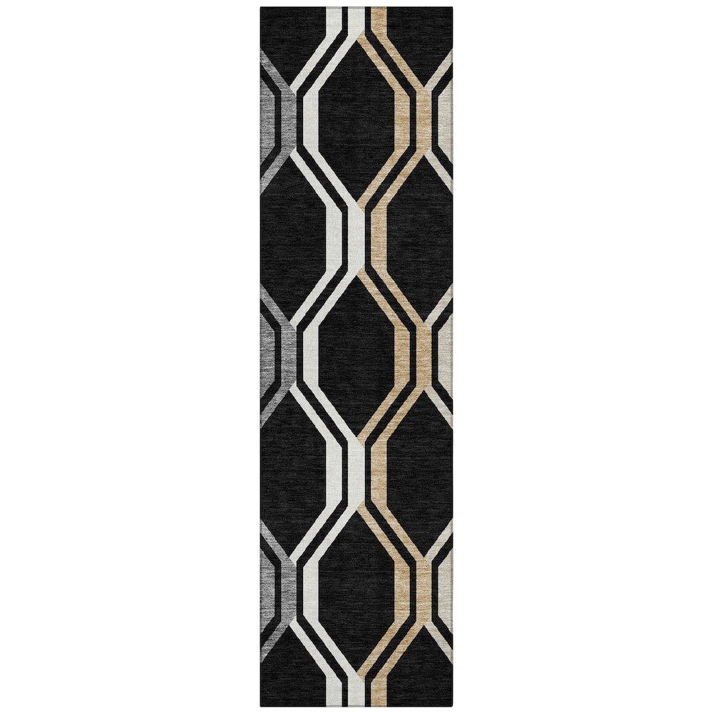 Machine Washable Indoor/Outdoor Chantille ACN2326 Black 2'3" x 7'6" Runner Rug. Picture 1