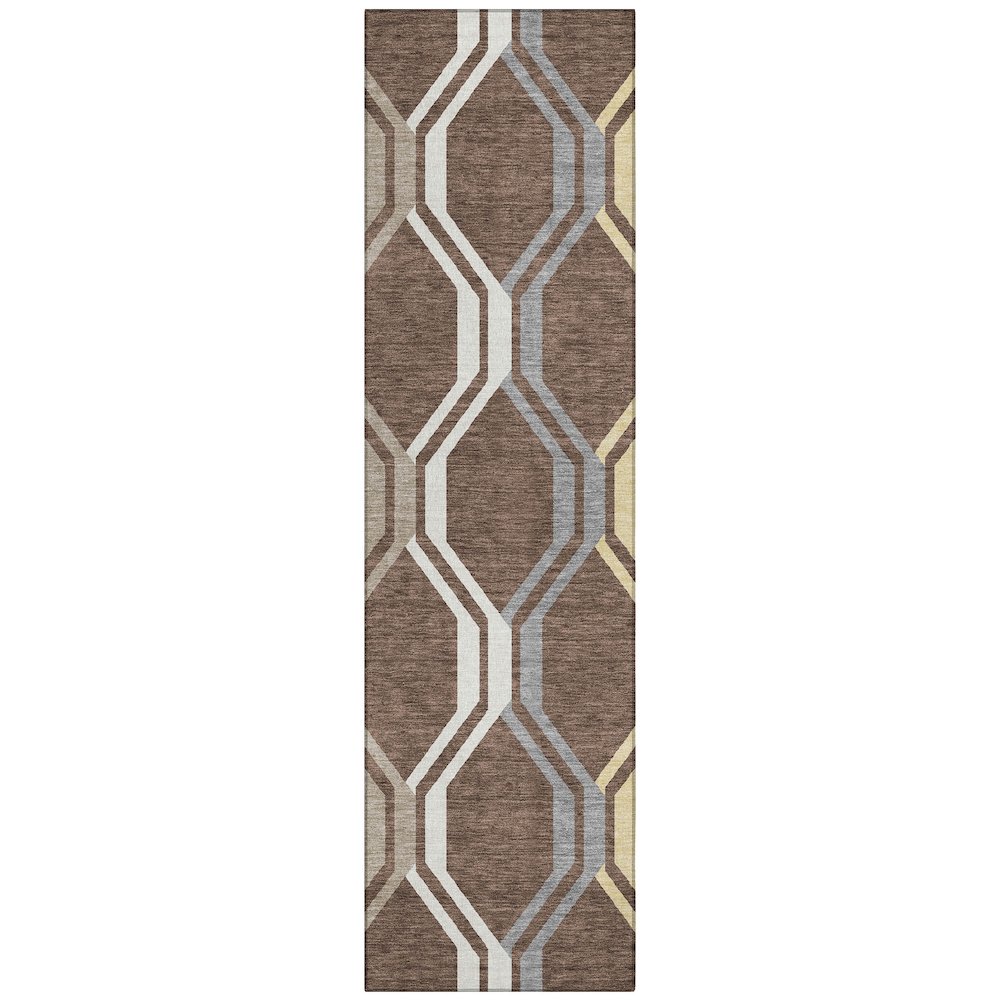 Machine Washable Indoor/Outdoor Chantille ACN2326 Brown 2'3" x 7'6" Runner Rug. Picture 1