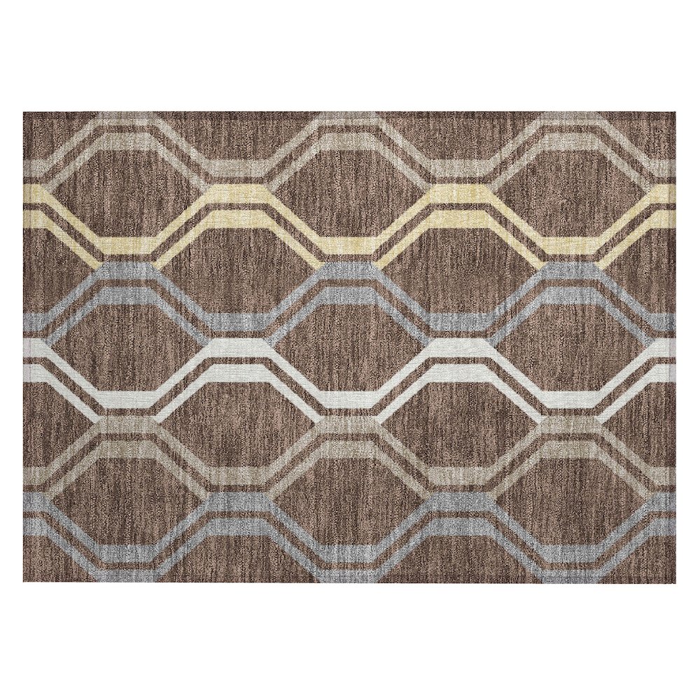 Machine Washable Indoor/Outdoor Chantille ACN2326 Brown 1'8" x 2'6" Rug. Picture 1