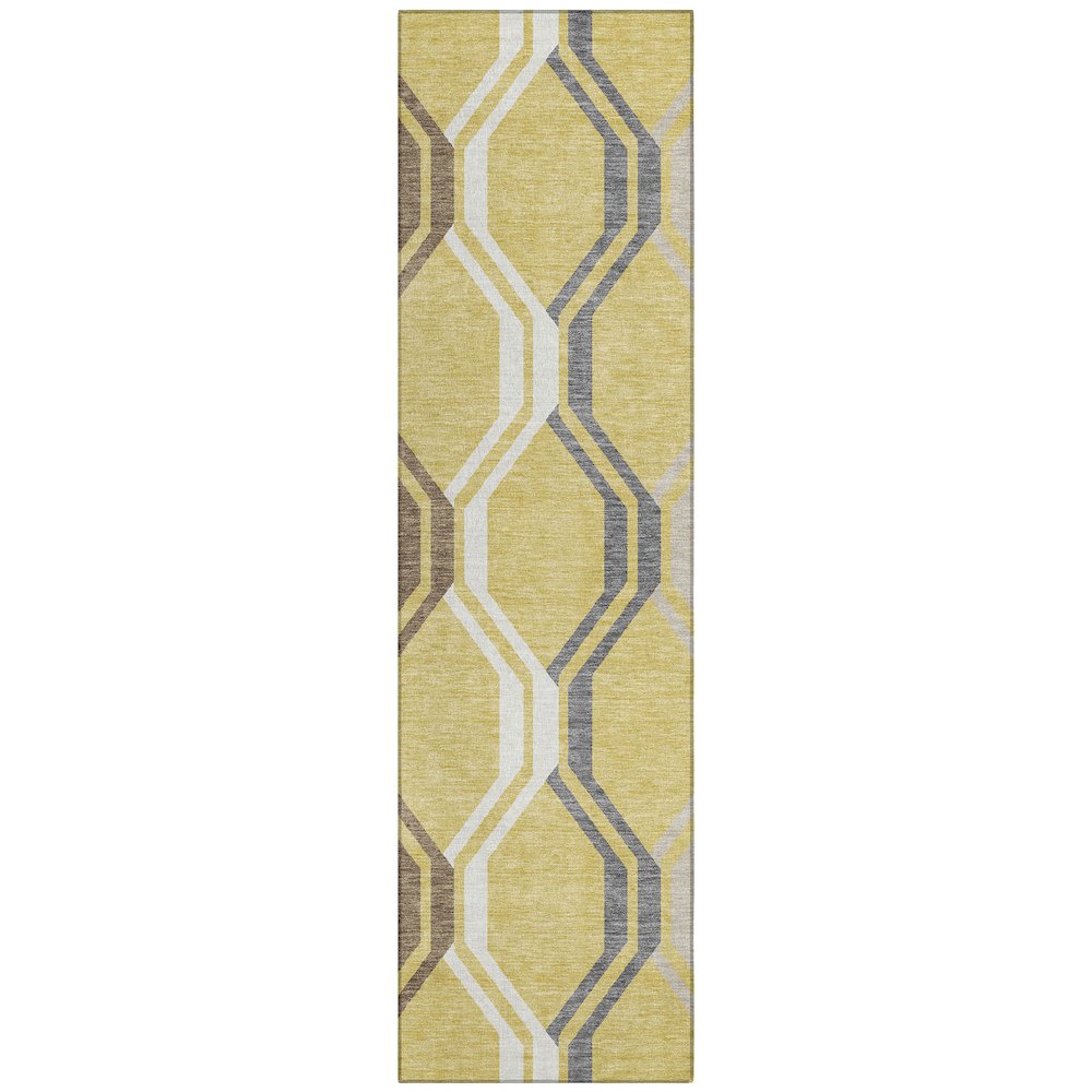 Machine Washable Indoor/Outdoor Chantille ACN2326 Gold 2'3" x 7'6" Runner Rug. Picture 1