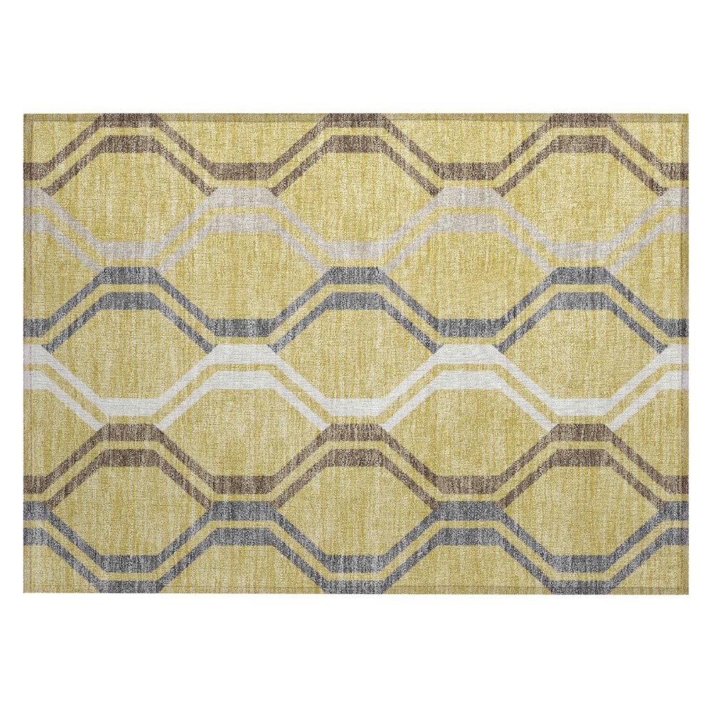 Machine Washable Indoor/Outdoor Chantille ACN2326 Gold 1'8" x 2'6" Rug. Picture 1