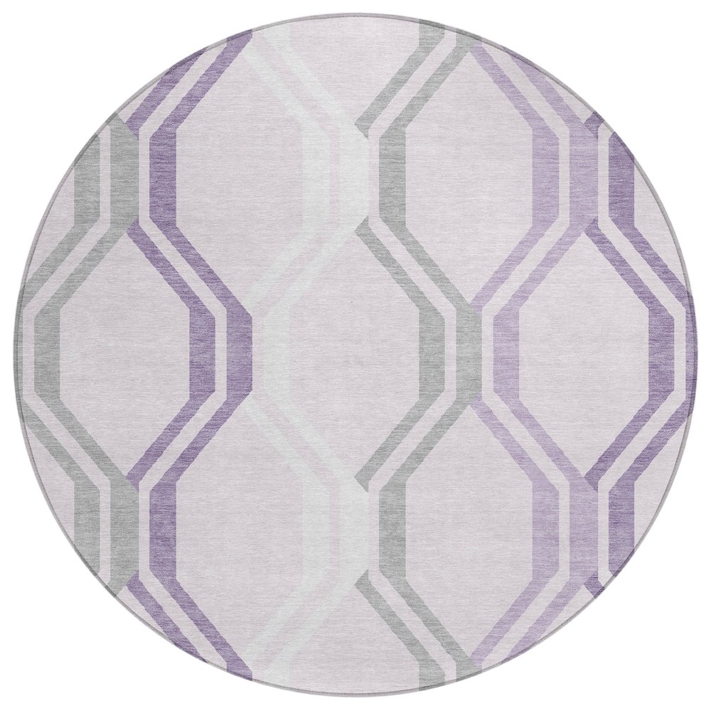 Machine Washable Indoor/Outdoor Chantille ACN2326 Purple 8' x 8' Round Rug. Picture 1