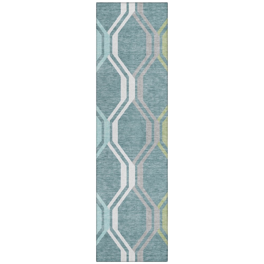 Machine Washable Indoor/Outdoor Chantille ACN2326 Teal 2'3" x 7'6" Runner Rug. Picture 1