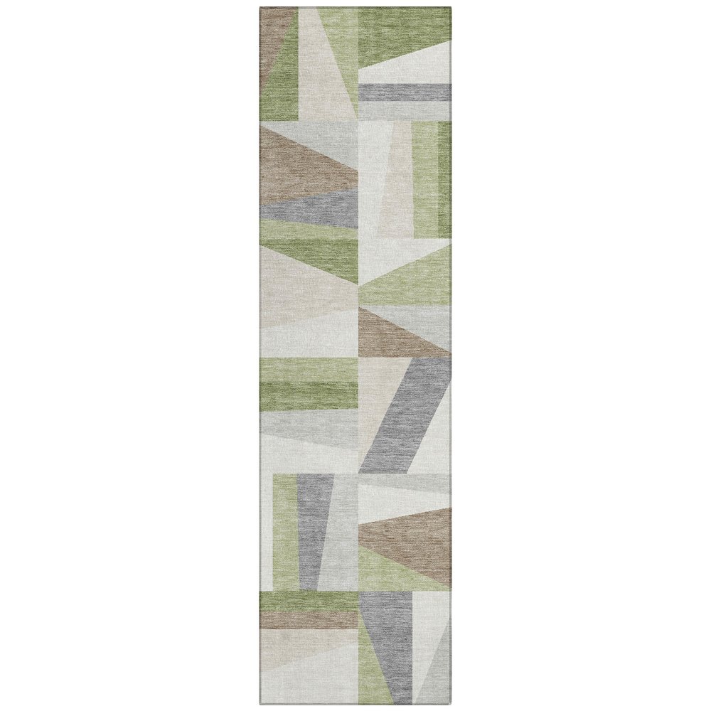 Machine Washable Indoor/Outdoor Chantille ACN2327 Green 2'3" x 7'6" Runner Rug. Picture 1