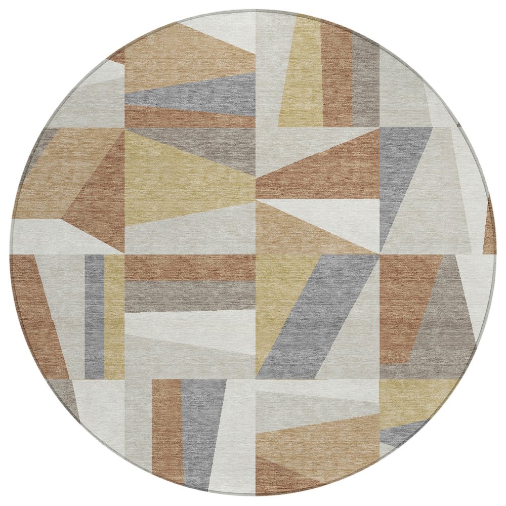 Machine Washable Indoor/Outdoor Chantille ACN2327 Brown 8' x 8' Round Rug. Picture 1