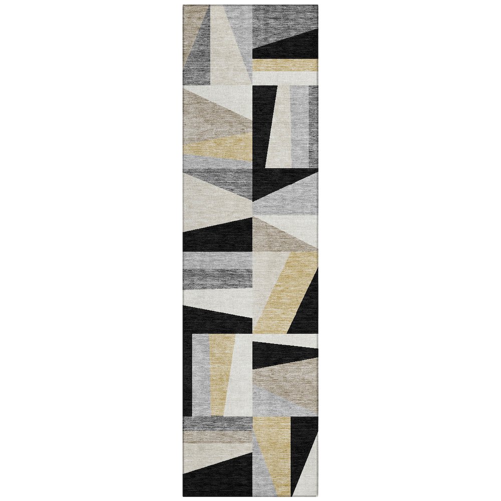 Machine Washable Indoor/Outdoor Chantille ACN2327 Black 2'3" x 7'6" Runner Rug. Picture 1