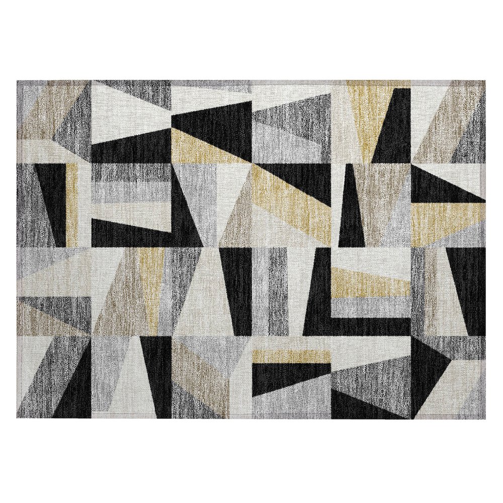 Machine Washable Indoor/Outdoor Chantille ACN2327 Black 1'8" x 2'6" Rug. Picture 1