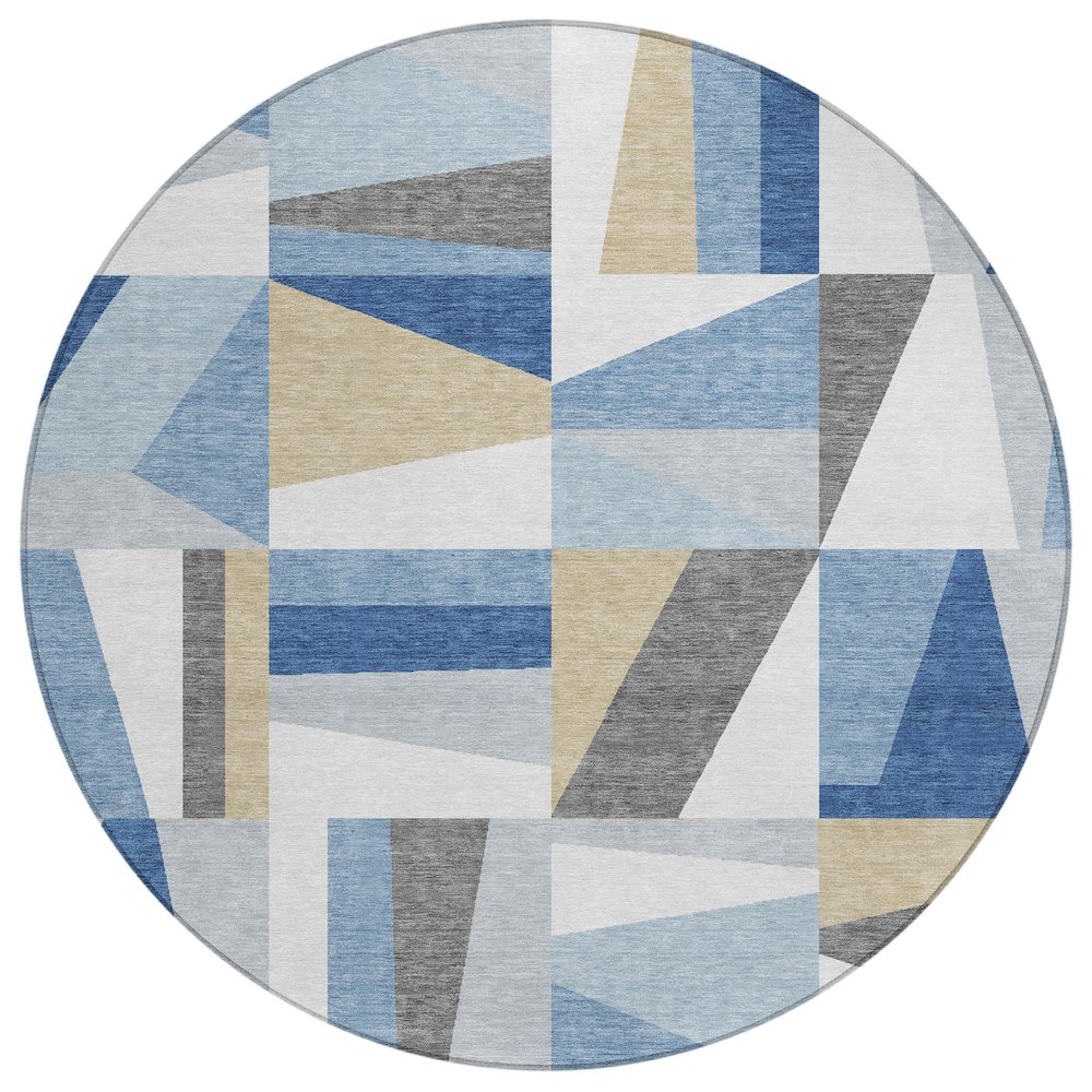 Machine Washable Indoor/Outdoor Chantille ACN2327 Blue 8' x 8' Round Rug. Picture 1
