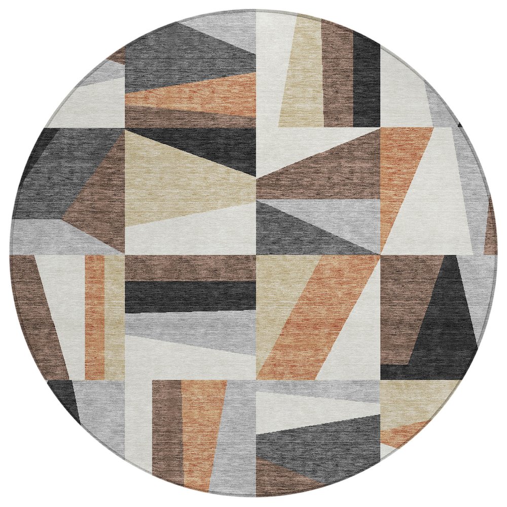 Machine Washable Indoor/Outdoor Chantille ACN2327 Gray 8' x 8' Round Rug. Picture 1