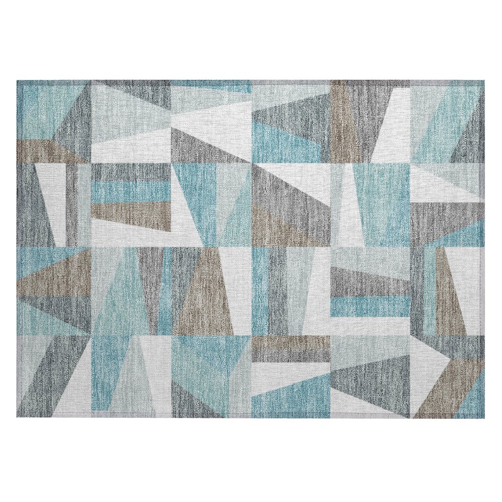 Machine Washable Indoor/Outdoor Chantille ACN2327 Teal 1'8" x 2'6" Rug. Picture 1