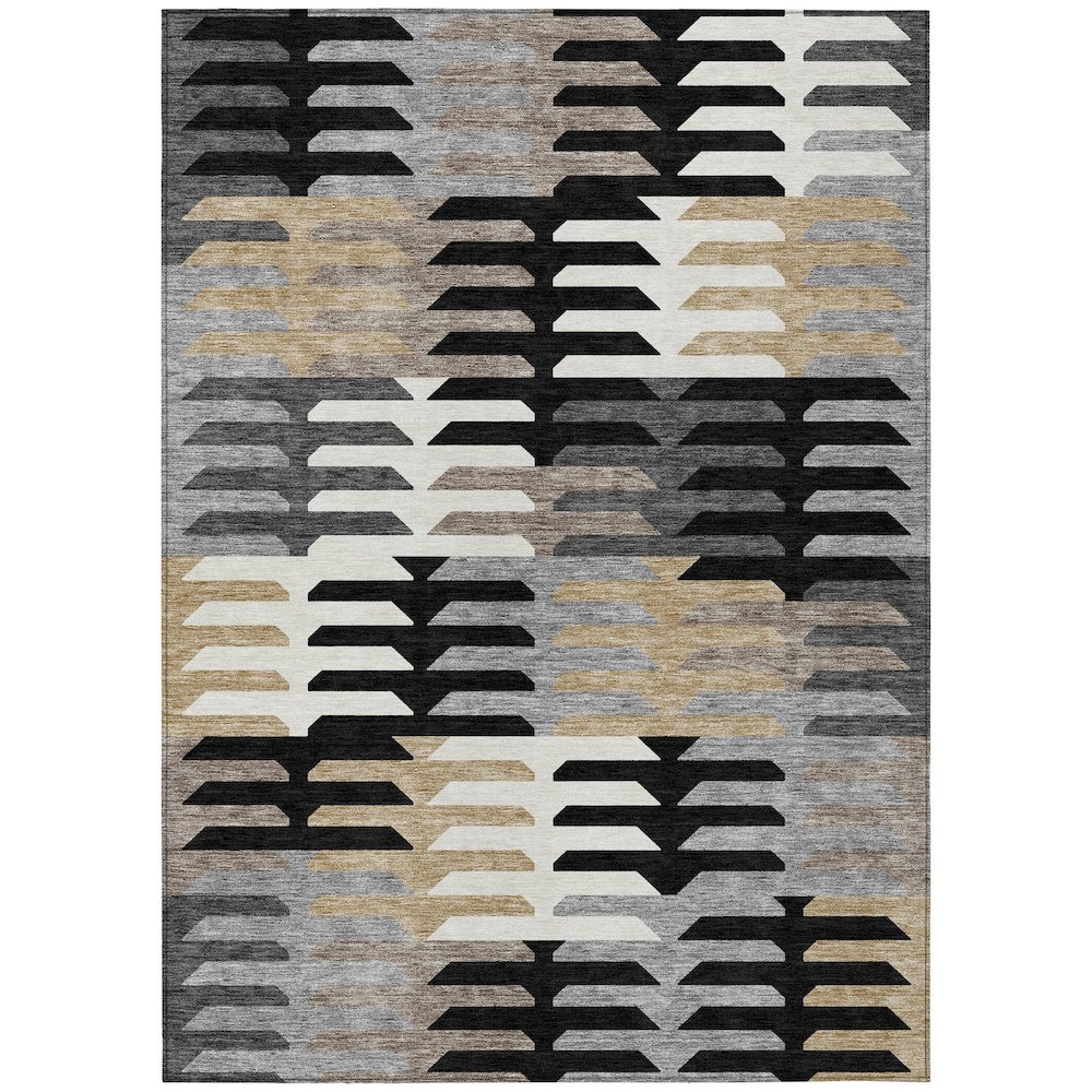 Machine Washable Indoor/Outdoor Chantille ACN2328 Black 2'6" x 3'10" Rug. Picture 1