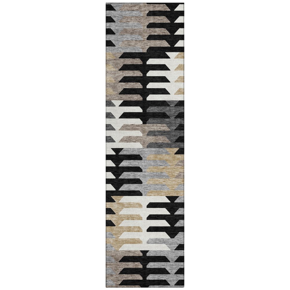 Machine Washable Indoor/Outdoor Chantille ACN2328 Black 2'3" x 7'6" Runner Rug. Picture 1